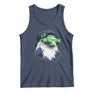Vintage Hawk Graphic LX Cap Seattle Skyline Game Day Tank Top TS11 Navy Print Your Wear