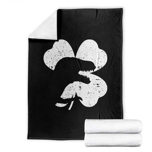 Funny St Patricks Day Dinosaur Shamrock Throw Blanket TS11 Black Print Your Wear