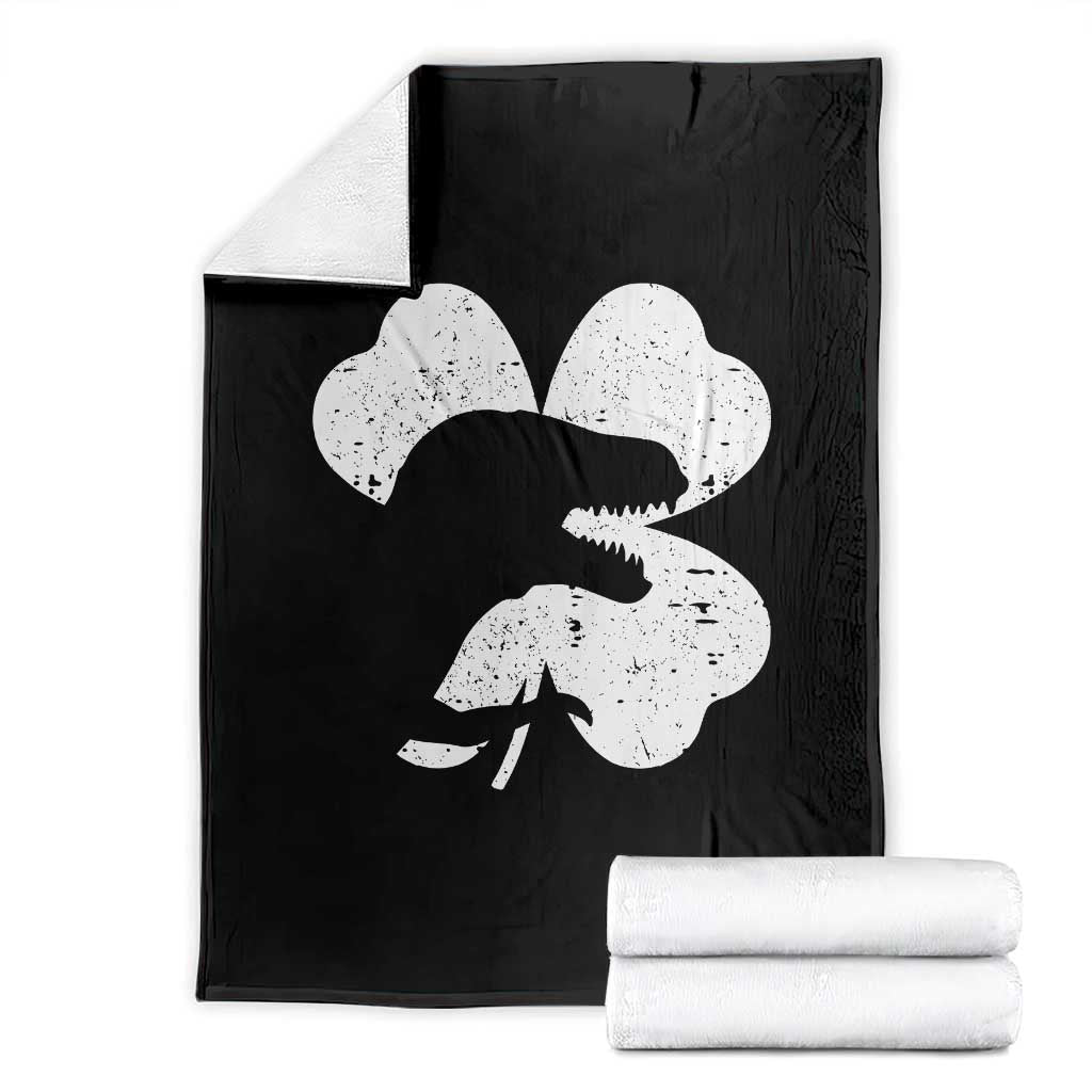 Funny St Patricks Day Dinosaur Shamrock Throw Blanket TS11 Black Print Your Wear