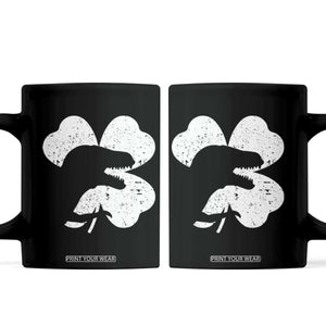 Funny St Patricks Day Dinosaur Shamrock Coffee Mug TS11 Black Print Your Wear