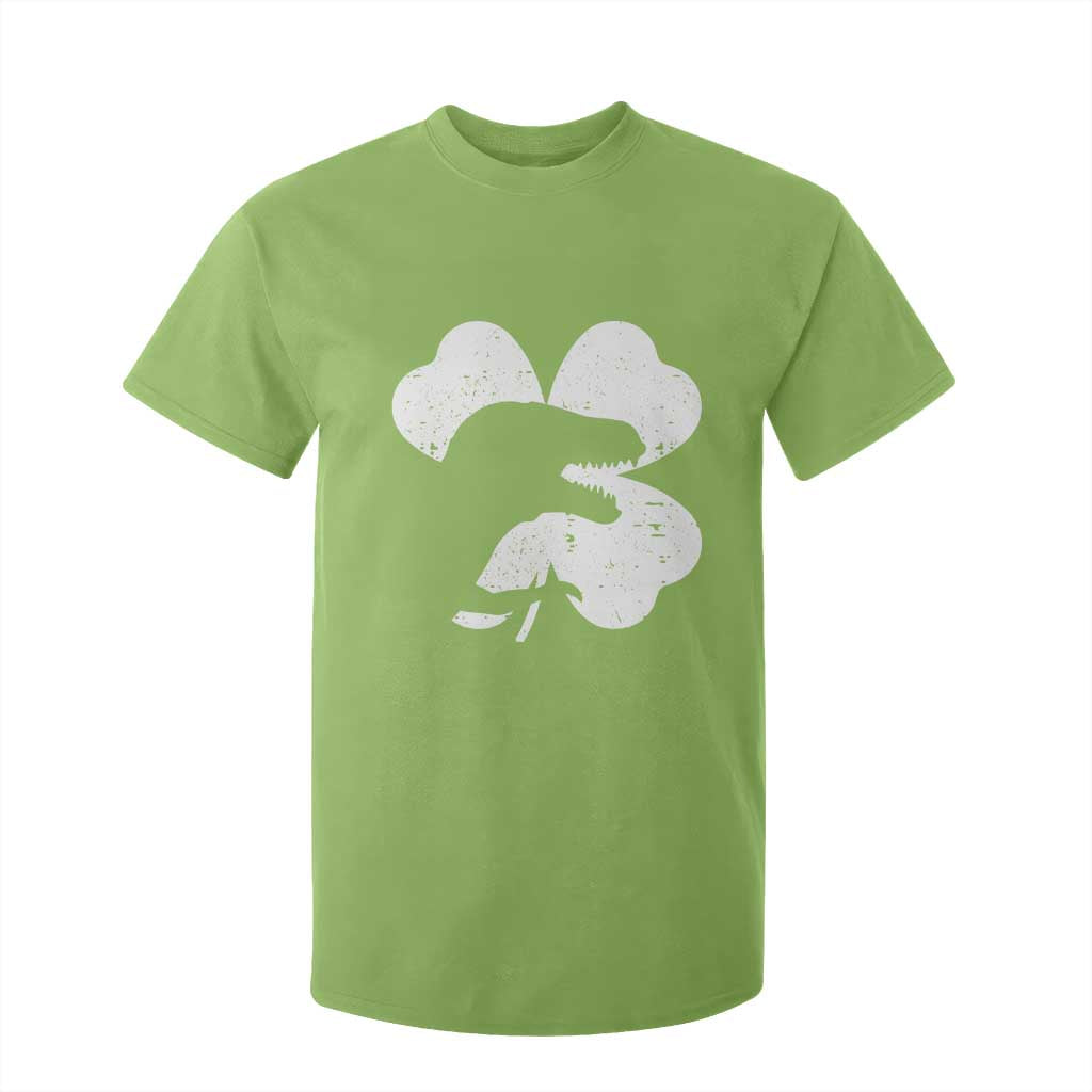 Funny St Patricks Day Dinosaur Shamrock T Shirt For Kid TS11 Lime Print Your Wear