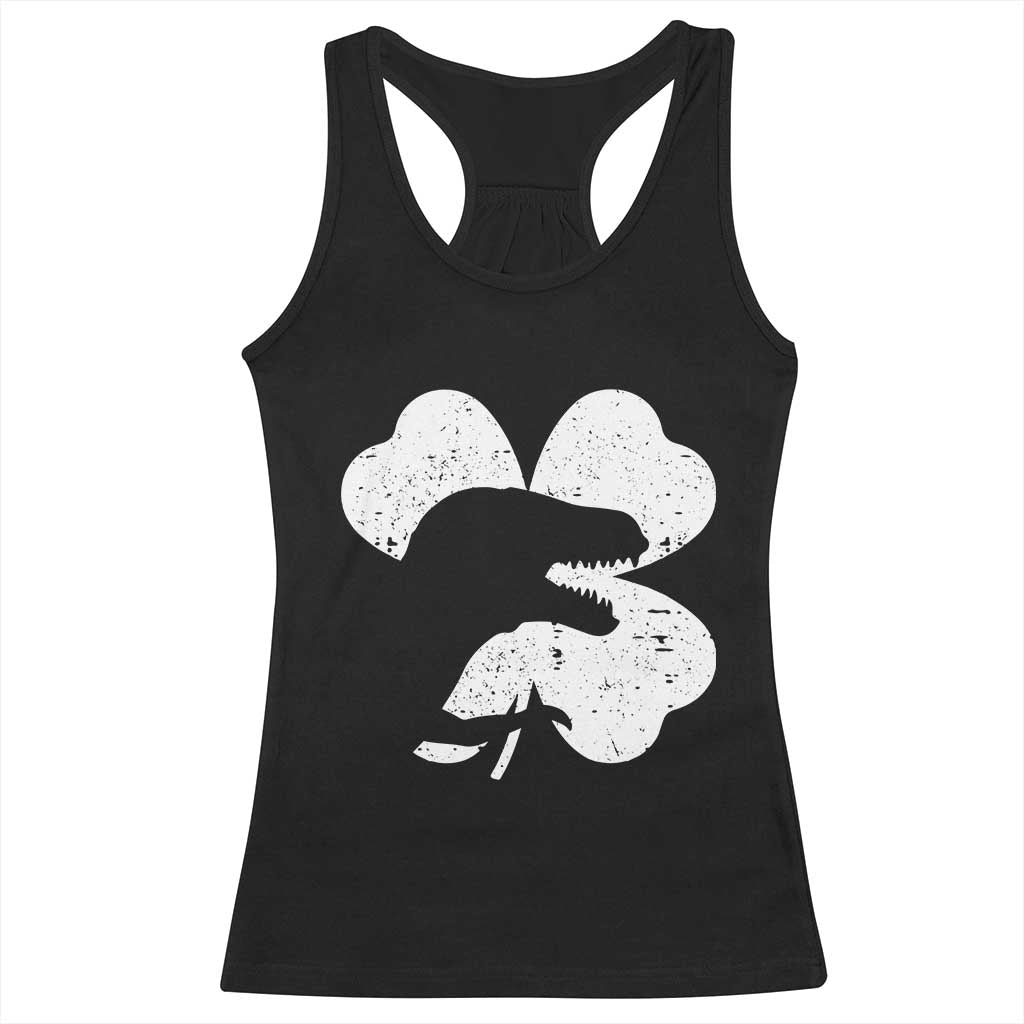 Funny St Patricks Day Dinosaur Shamrock Racerback Tank Top TS11 Black Print Your Wear