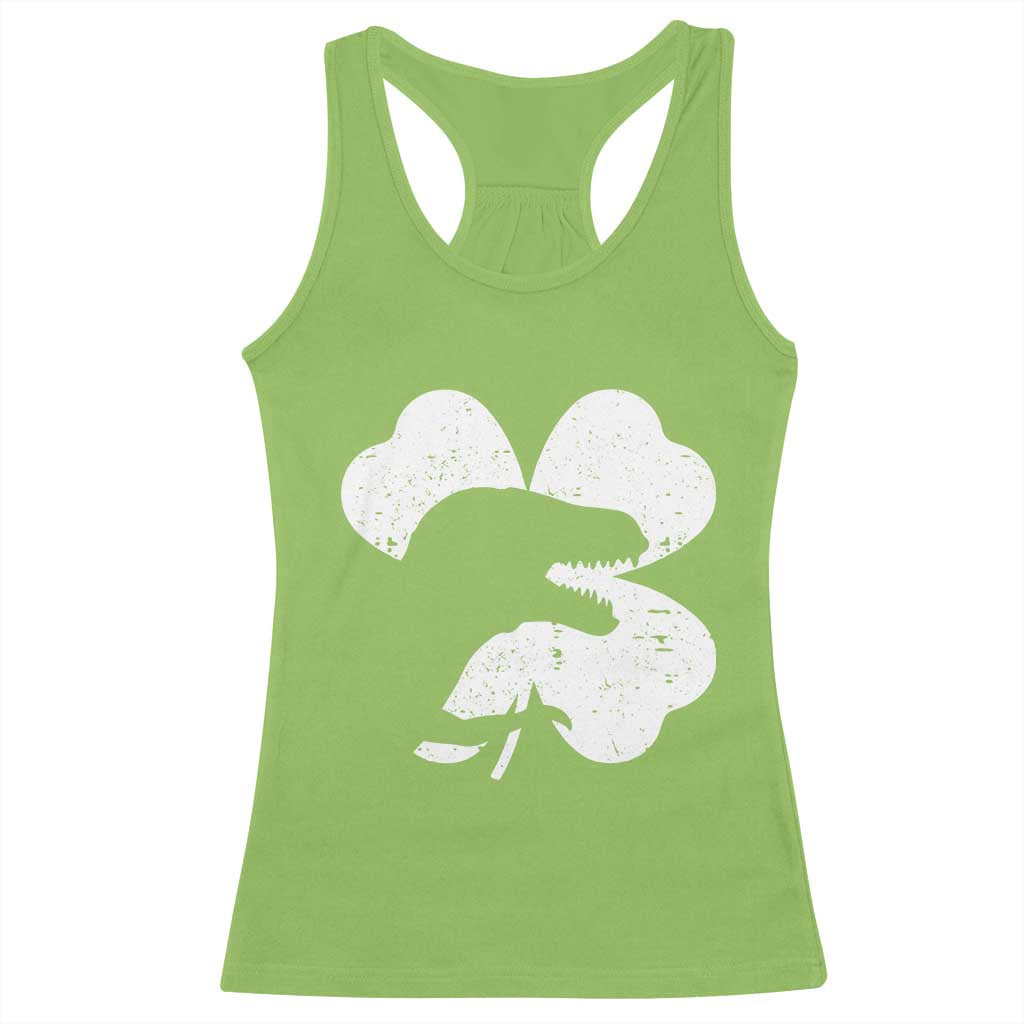 Funny St Patricks Day Dinosaur Shamrock Racerback Tank Top TS11 Lime Print Your Wear