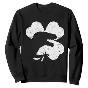 Funny St Patricks Day Dinosaur Shamrock Sweatshirt TS11 Black Print Your Wear