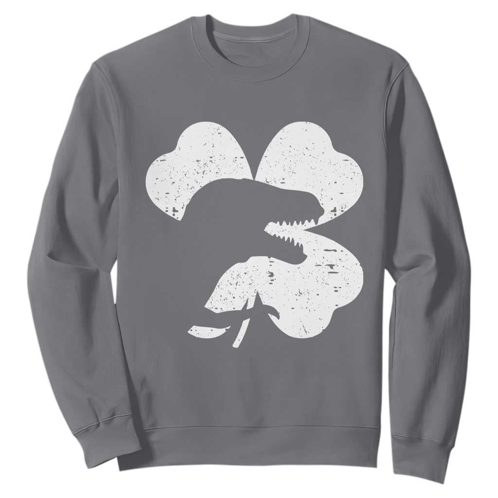 Funny St Patricks Day Dinosaur Shamrock Sweatshirt TS11 Charcoal Print Your Wear