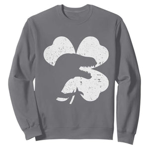 Funny St Patricks Day Dinosaur Shamrock Sweatshirt TS11 Charcoal Print Your Wear