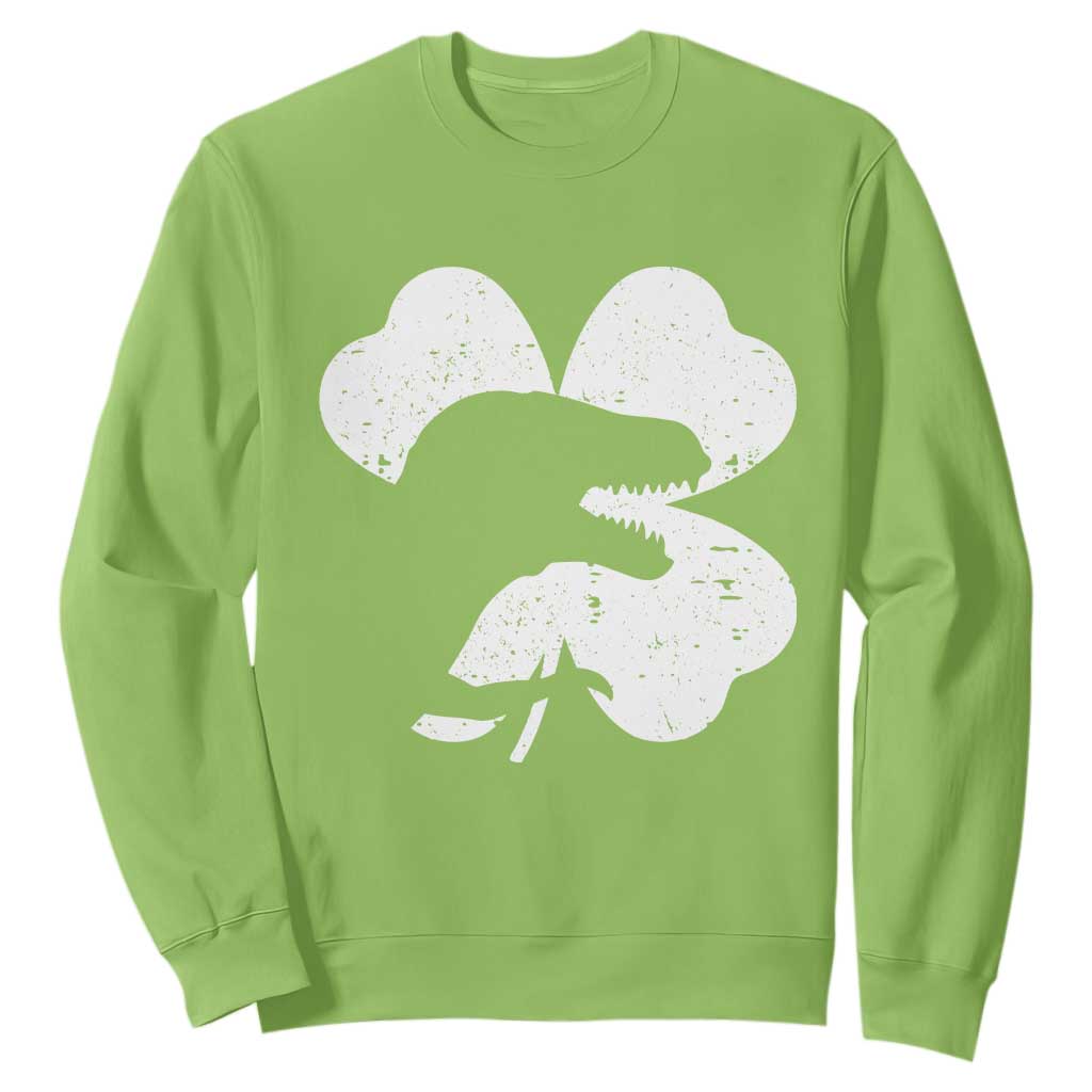 Funny St Patricks Day Dinosaur Shamrock Sweatshirt TS11 Lime Print Your Wear