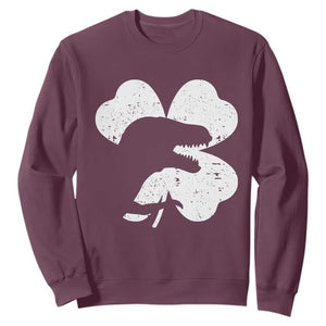 Funny St Patricks Day Dinosaur Shamrock Sweatshirt TS11 Maroon Print Your Wear
