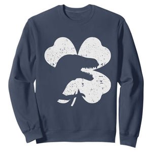 Funny St Patricks Day Dinosaur Shamrock Sweatshirt TS11 Navy Print Your Wear