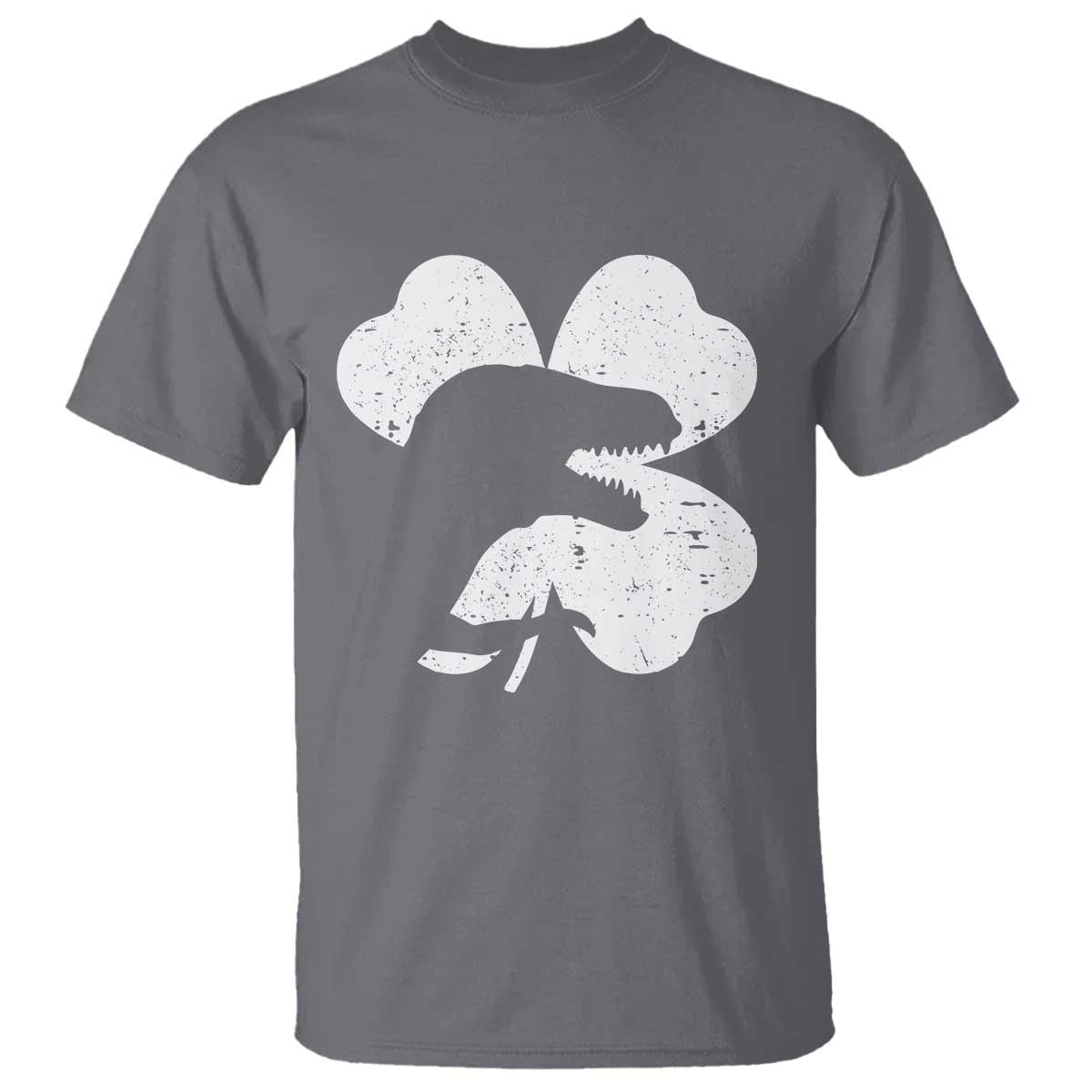 Funny St Patricks Day Dinosaur Shamrock T Shirt TS11 Charcoal Print Your Wear
