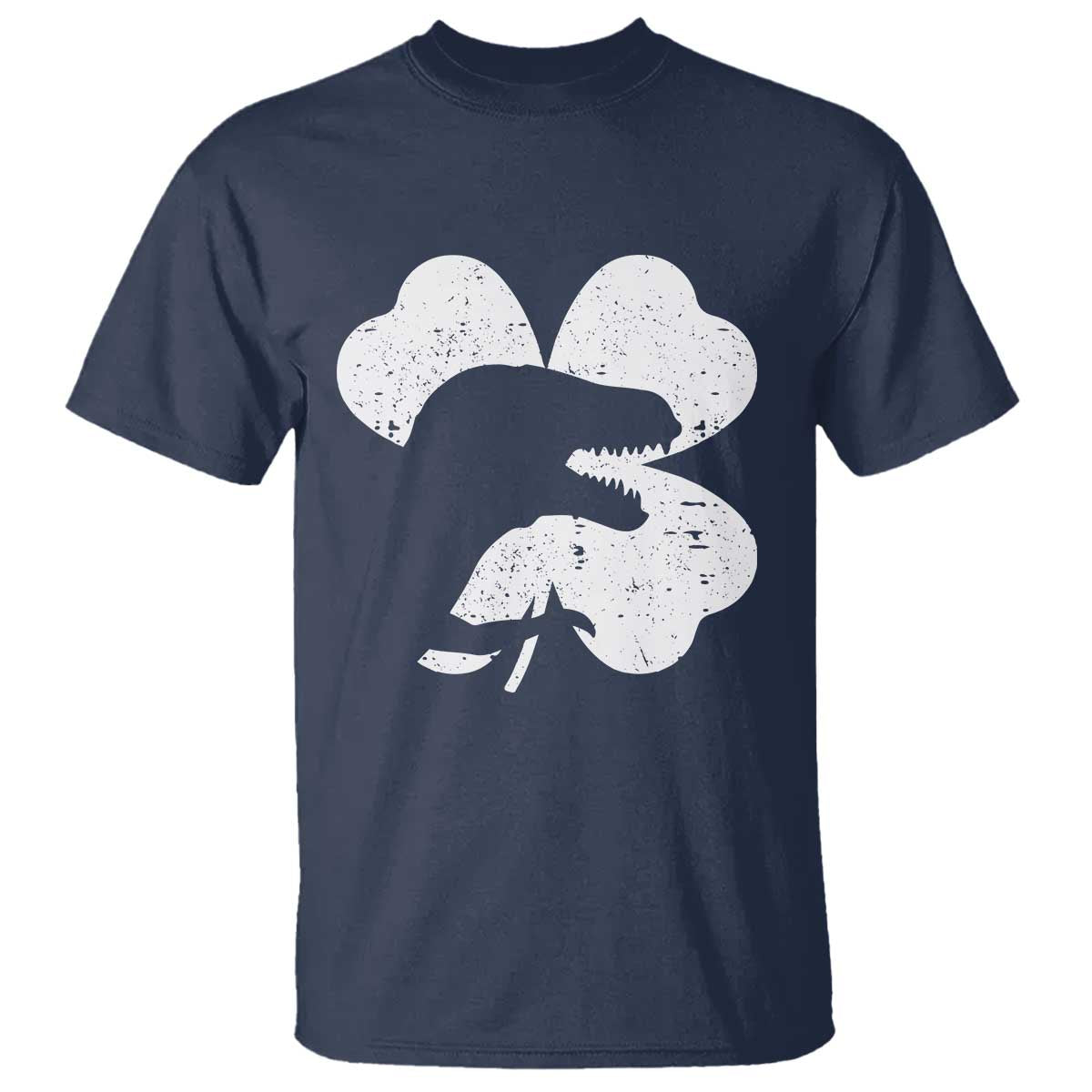 Funny St Patricks Day Dinosaur Shamrock T Shirt TS11 Navy Print Your Wear