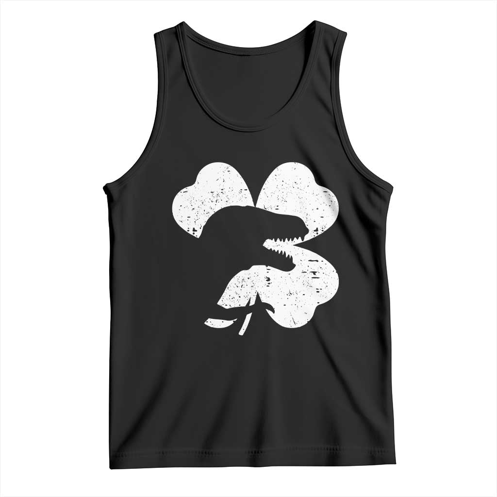Funny St Patricks Day Dinosaur Shamrock Tank Top TS11 Black Print Your Wear