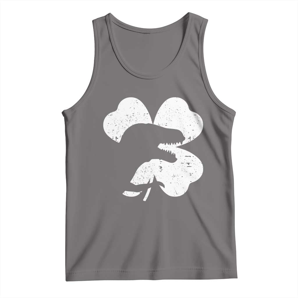 Funny St Patricks Day Dinosaur Shamrock Tank Top TS11 Deep Heather Print Your Wear