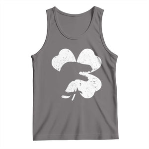 Funny St Patricks Day Dinosaur Shamrock Tank Top TS11 Deep Heather Print Your Wear