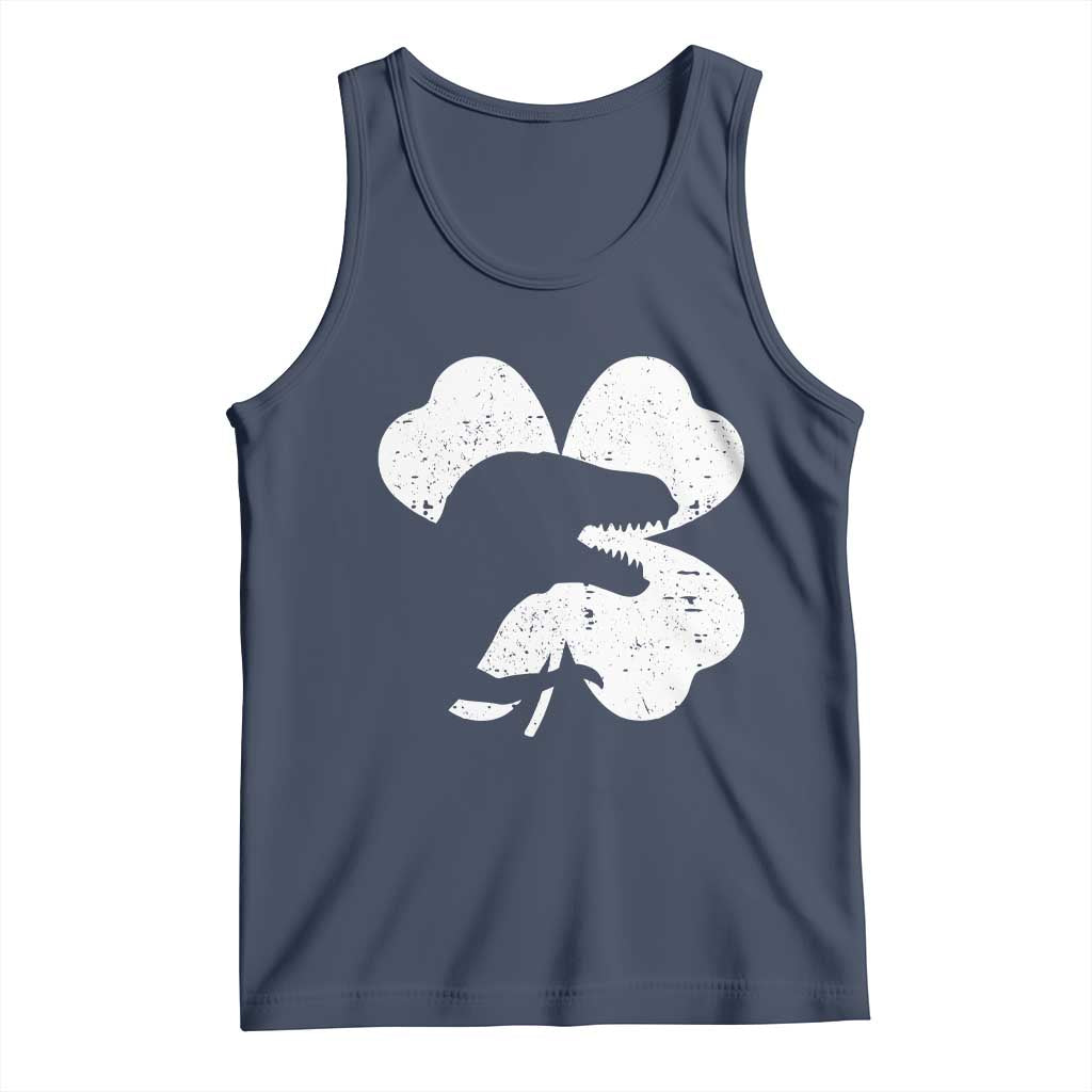Funny St Patricks Day Dinosaur Shamrock Tank Top TS11 Navy Print Your Wear