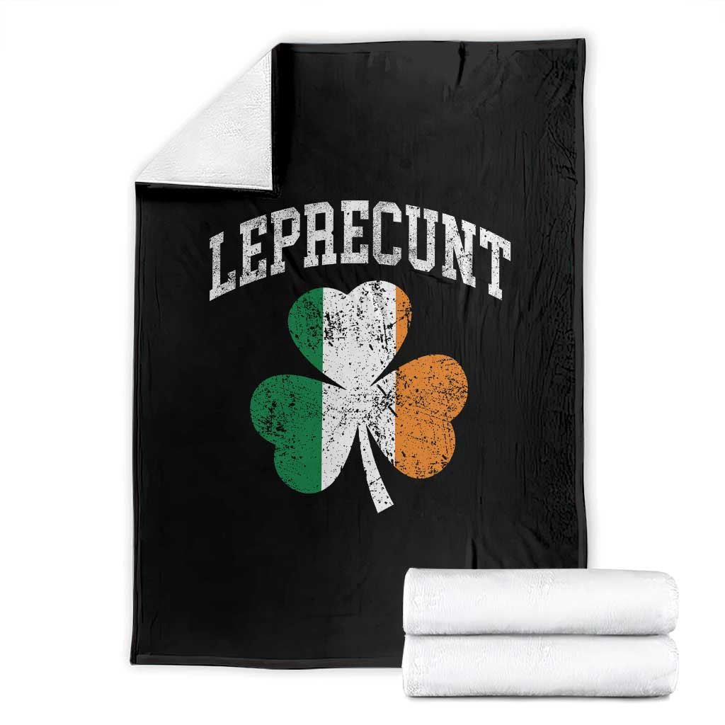 Funny Leprecunt St Patricks Day Throw Blanket Vintage Irish Shamrock Adult Humor TS11 Black Print Your Wear