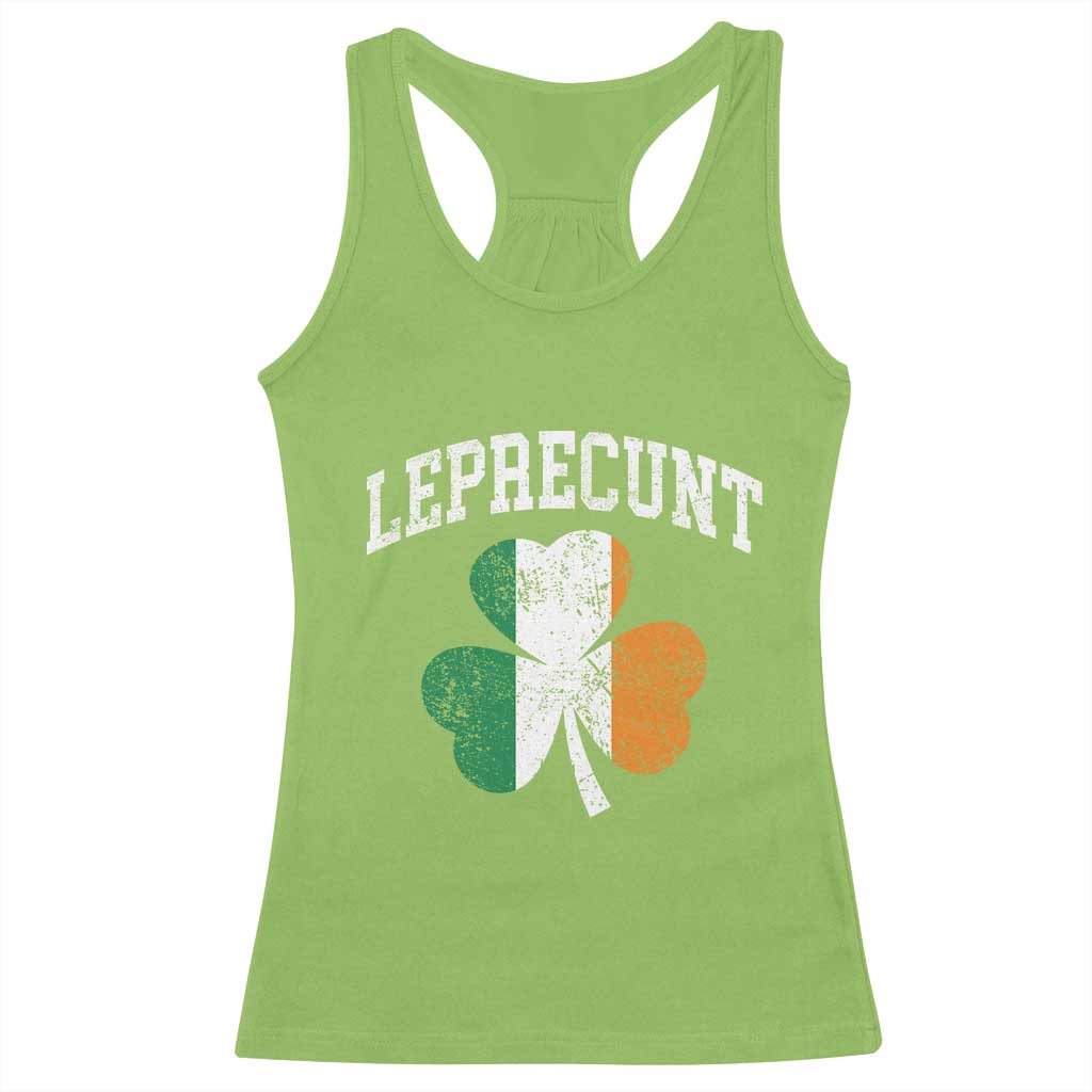 Funny Leprecunt St Patricks Day Racerback Tank Top Vintage Irish Shamrock Adult Humor TS11 Lime Print Your Wear