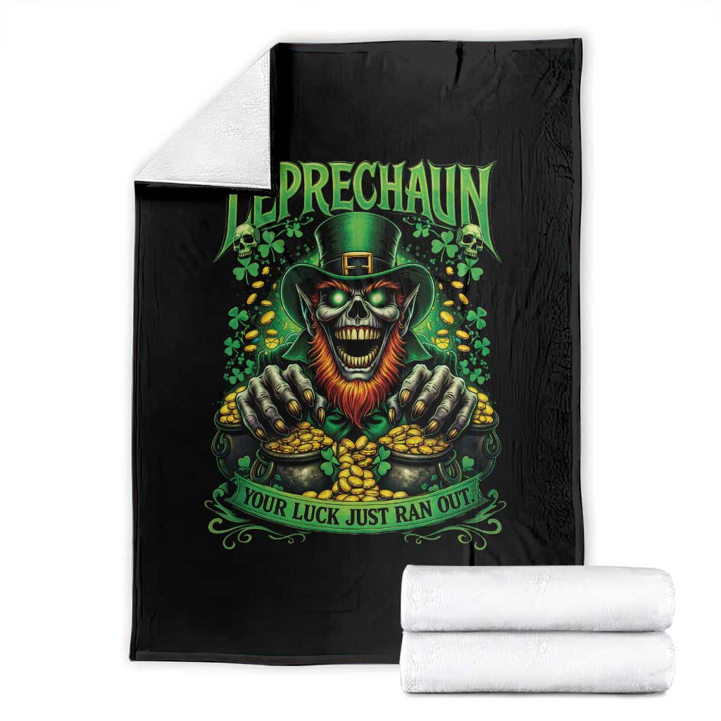 St Patricks Day Horror Leprechaun Throw Blanket Your Luck Just Ran Out Creepy St Pattys Day TS11 Black Print Your Wear