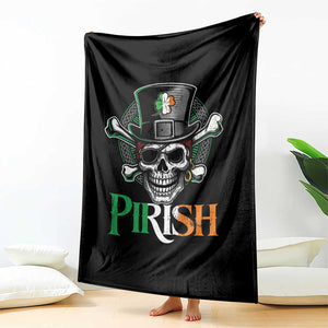 Funny St Patricks Day Pirate Throw Blanket Pirish Vintage Irish Pirate Skull TS11 Print Your Wear