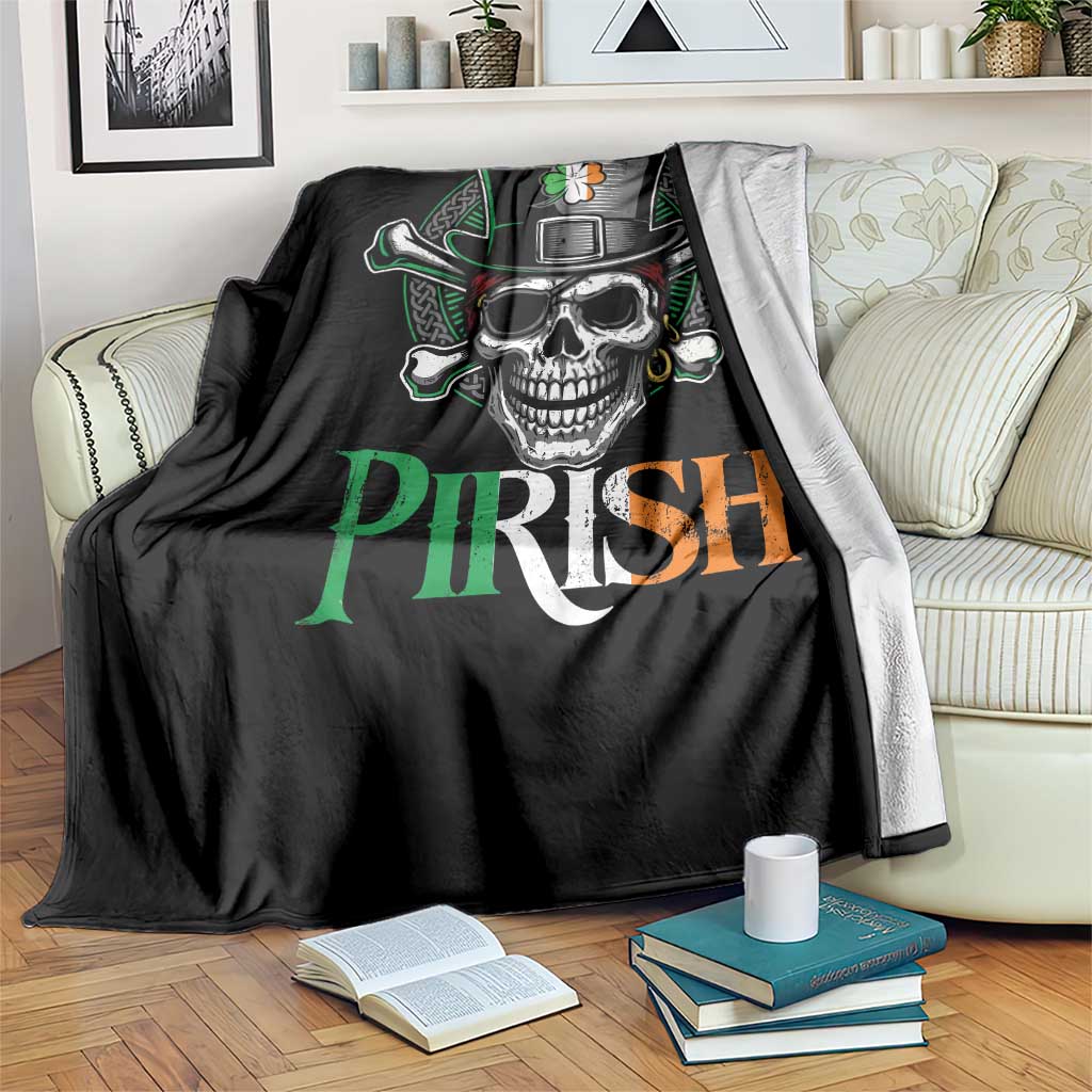Funny St Patricks Day Pirate Throw Blanket Pirish Vintage Irish Pirate Skull TS11 Print Your Wear