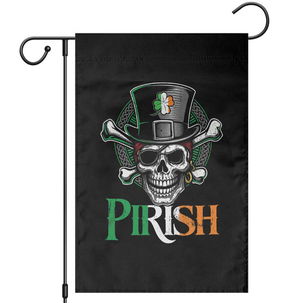Funny St Patricks Day Pirate Garden Flag Pirish Vintage Irish Pirate Skull TS11 Black Print Your Wear
