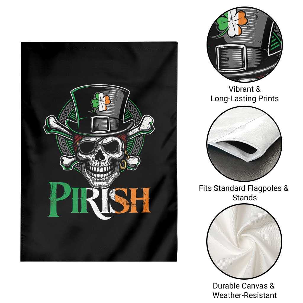 Funny St Patricks Day Pirate Garden Flag Pirish Vintage Irish Pirate Skull TS11 Print Your Wear