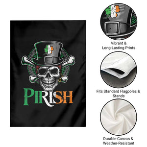 Funny St Patricks Day Pirate Garden Flag Pirish Vintage Irish Pirate Skull TS11 Print Your Wear