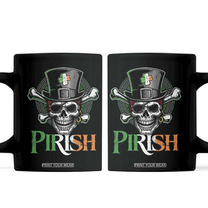 Funny St Patricks Day Pirate Coffee Mug Pirish Vintage Irish Pirate Skull TS11 Black Print Your Wear