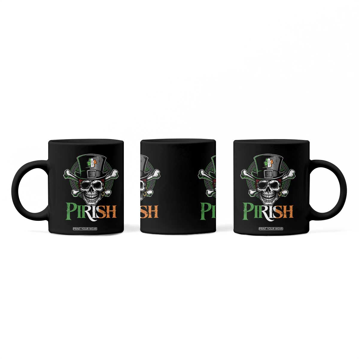 Funny St Patricks Day Pirate Coffee Mug Pirish Vintage Irish Pirate Skull TS11 Print Your Wear