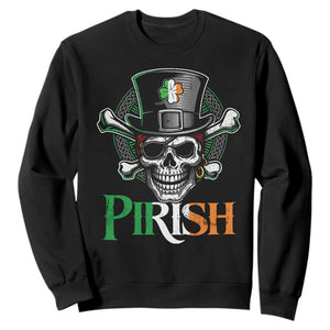 Funny St Patricks Day Pirate Sweatshirt Pirish Vintage Irish Pirate Skull TS11 Black Print Your Wear