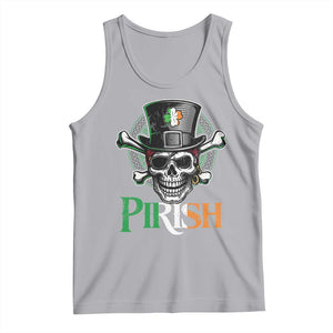 Funny St Patricks Day Pirate Tank Top Pirish Vintage Irish Pirate Skull TS11 Athletic Heather Print Your Wear