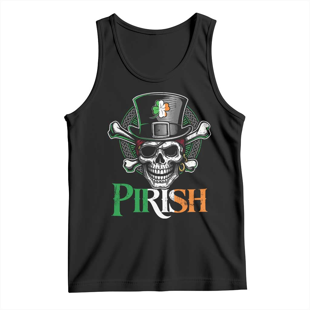 Funny St Patricks Day Pirate Tank Top Pirish Vintage Irish Pirate Skull TS11 Black Print Your Wear