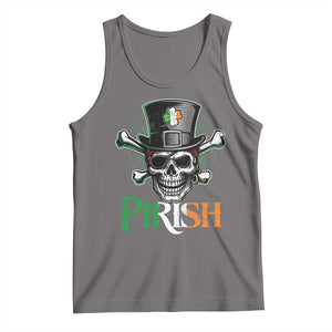 Funny St Patricks Day Pirate Tank Top Pirish Vintage Irish Pirate Skull TS11 Deep Heather Print Your Wear