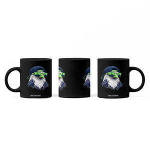 Vintage Hawk Graphic with Seattle Skyline Sunglasses Game Day Coffee Mug TS11 Print Your Wear