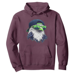 Vintage Hawk Graphic with Seattle Skyline Sunglasses Game Day Hoodie TS11 Maroon Print Your Wear