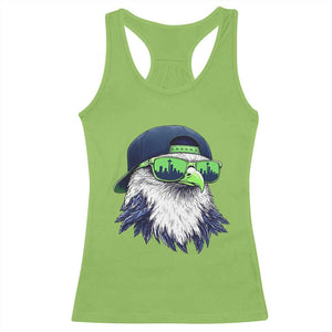 Vintage Hawk Graphic with Seattle Skyline Sunglasses Game Day Racerback Tank Top TS11 Lime Print Your Wear