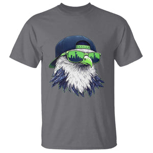 Vintage Hawk Graphic with Seattle Skyline Sunglasses Game Day T Shirt TS11 Charcoal Print Your Wear