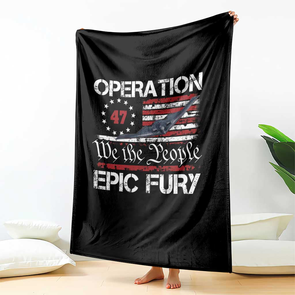 Operation Epic Fury Throw Blanket Military Bomber Stealth Jet Vintage American Flag TS11 Print Your Wear