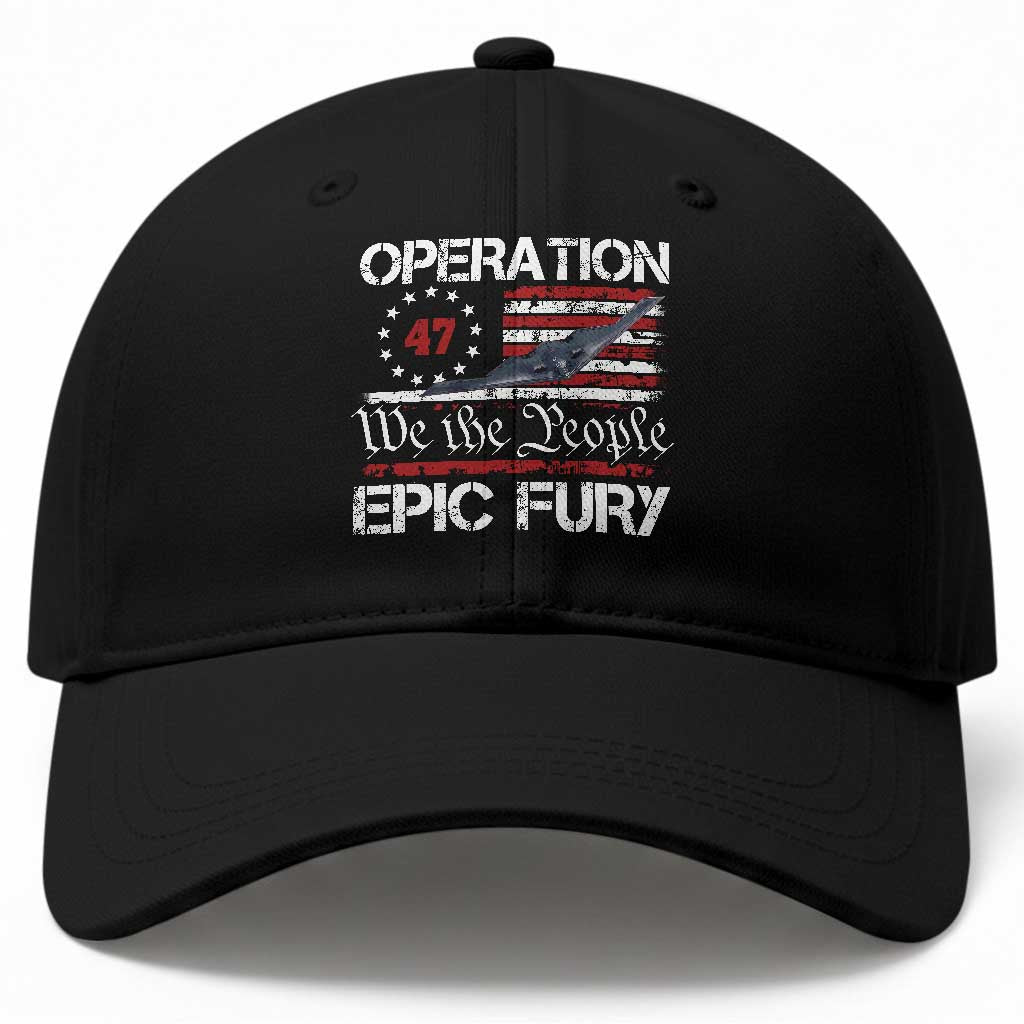 Operation Epic Fury Baseball Cap Military Bomber Stealth Jet Vintage American Flag TS11 Print Your Wear