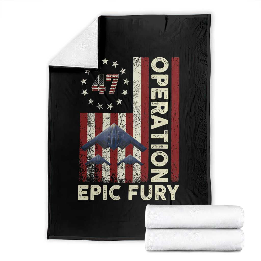 Operation Epic Fury Throw Blanket Military Tactical Warfare Stealth Jet American Flag TS11 Black Print Your Wear