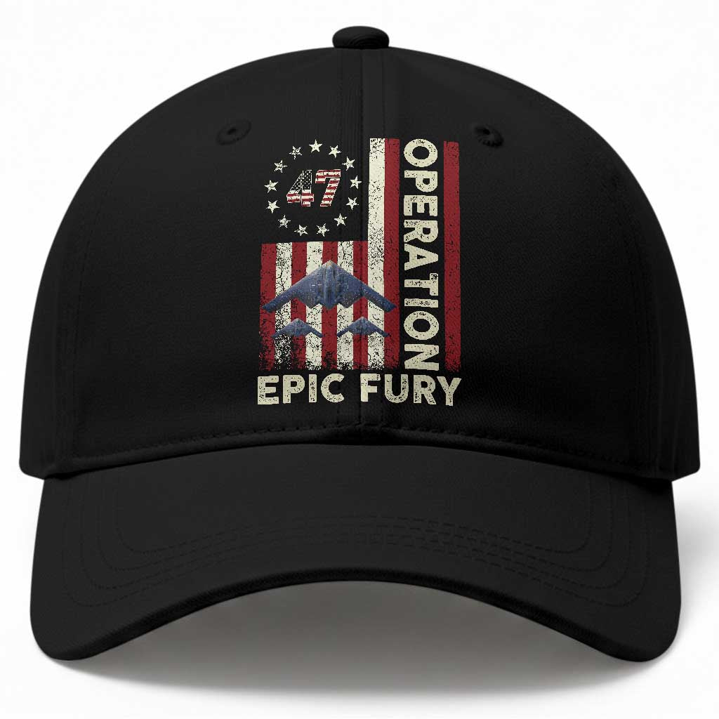 Operation Epic Fury Baseball Cap Military Tactical Warfare Stealth Jet American Flag TS11 Print Your Wear