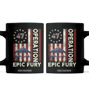 Operation Epic Fury Coffee Mug Military Tactical Warfare Stealth Jet American Flag TS11 Black Print Your Wear