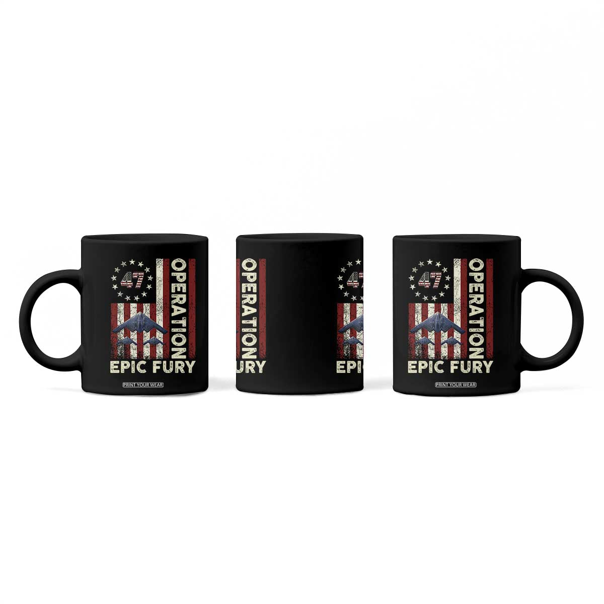 Operation Epic Fury Coffee Mug Military Tactical Warfare Stealth Jet American Flag TS11 Print Your Wear