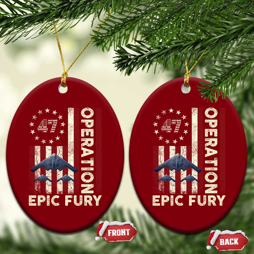 Operation Epic Fury Ceramic Ornament Military Tactical Warfare Stealth Jet American Flag TS11 Print Your Wear