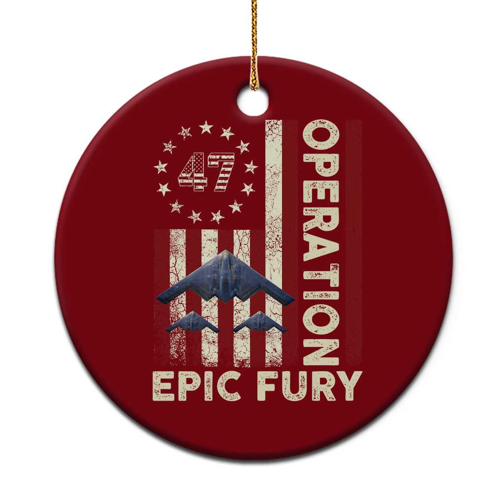 Operation Epic Fury Ceramic Ornament Military Tactical Warfare Stealth Jet American Flag TS11 1pc Red Print Your Wear