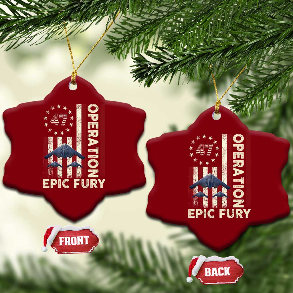 Operation Epic Fury Ceramic Ornament Military Tactical Warfare Stealth Jet American Flag TS11 Print Your Wear
