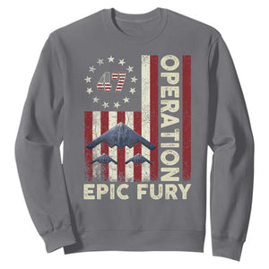 Operation Epic Fury Sweatshirt Military Tactical Warfare Stealth Jet American Flag TS11 Charcoal Print Your Wear