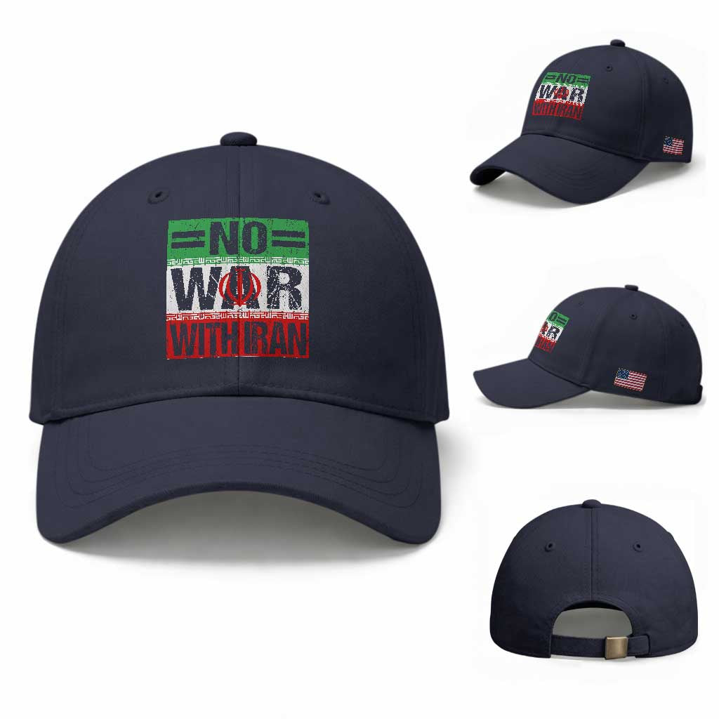 No War With Iran Baseball Cap Freedom For Iranians Vintage Iran Flag TS11 Baseball Cap Universal Fit Navy Print Your Wear