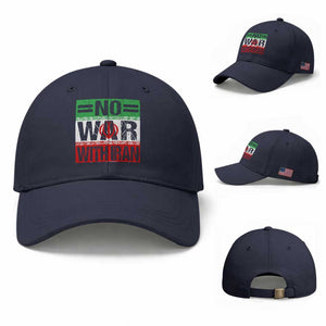 No War With Iran Baseball Cap Freedom For Iranians Vintage Iran Flag TS11 Baseball Cap Universal Fit Navy Print Your Wear