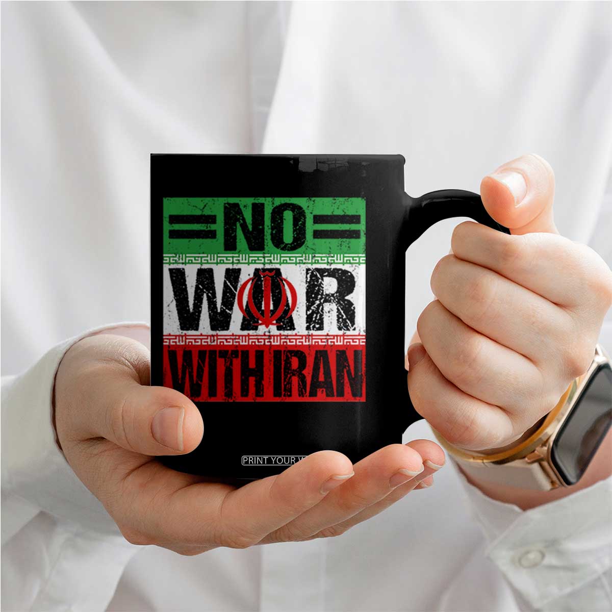 No War With Iran Coffee Mug Freedom For Iranians Vintage Iran Flag TS11 Print Your Wear